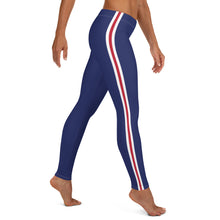 Load image into Gallery viewer, Women&#39;s Performance Leggings | Navy - Red-White Stripes | Regular Waist | Just Stand Flag | Sizes: XS - XL