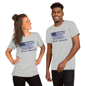 Unisex Short Sleeve Crew Neck T-Shirt | Athletic Heather | Contemporary Fit | Distress USA Flag | Sizes: S - 4XL