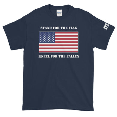 Men's Short Sleeve Crew Neck 6 oz. T-Shirt | Navy | Classic Fit | JS USA Flag | Sizes: S - 5XL