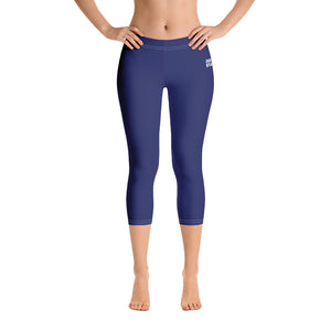 Women's Performance Capri Leggings | Navy-White | Regular Waist | Just Stand Flag | Sizes: XS - XL