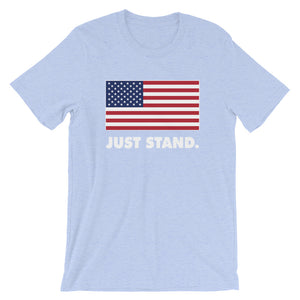 Unisex Short Sleeve Crew Neck T-Shirt | Heather Blue | Contemporary Fit | USA Flag | Sizes: S - 4XL