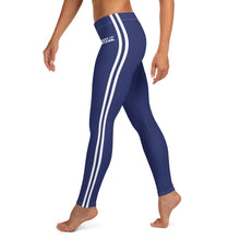 Load image into Gallery viewer, Women&#39;s Performance Leggings | Navy - Navy-White Stripes | Regular Waist | Just Stand Flag | Sizes: XS - XL