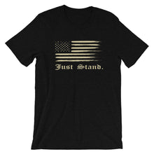 Load image into Gallery viewer, Unisex Short Sleeve Crew Neck T-Shirt | Black Heather | Contemporary Fit | Distress USA Flag | Sizes: XS - 4XL