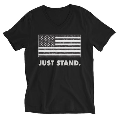 Unisex Short Sleeve V-Neck T-Shirt | Black | Contemporary Fit | Vintage USA Flag | Sizes: XS - 2XL