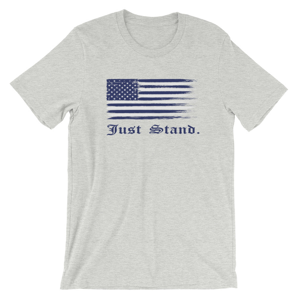 Unisex Short Sleeve Crew Neck T-Shirt | Athletic Heather | Contemporary Fit | Distress USA Flag | Sizes: S - 4XL