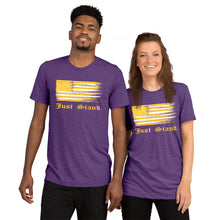 Load image into Gallery viewer, Unisex Short Sleeve Crew Neck T-Shirt | Purple | Contemporary Fit | Distress USA Flag | Sizes: XS - 3XL