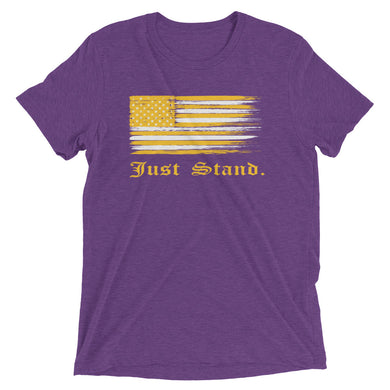 Unisex Short Sleeve Crew Neck T-Shirt | Purple | Contemporary Fit | Distress USA Flag | Sizes: XS - 3XL