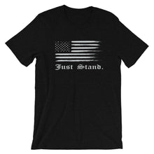 Load image into Gallery viewer, Unisex Short Sleeve Crew Neck T-Shirt | Black Heather | Contemporary Fit | Distress USA Flag | Sizes: XS - 4XL