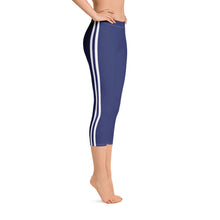 Load image into Gallery viewer, Women&#39;s Performance Capri Leggings | Navy-White | Regular Waist | Just Stand Flag | Sizes: XS - XL