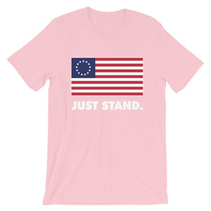 Women's Short Sleeve Crew Neck T-Shirt | Pink | Contemporary Fit | Betsy Ross Flag | Sizes: S - 4XL