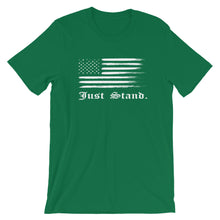 Load image into Gallery viewer, Unisex Short Sleeve Crew Neck T-Shirt | Kelly Green | Contemporary Fit | Distress USA Flag | Sizes: S - 4XL