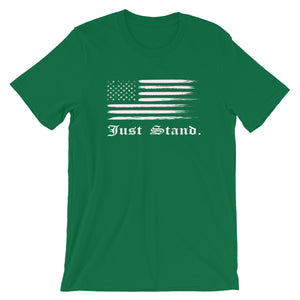 Unisex Short Sleeve Crew Neck T-Shirt | Kelly Green | Contemporary Fit | Distress USA Flag | Sizes: S - 4XL