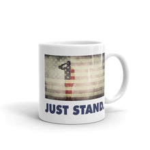 Load image into Gallery viewer, Coffee Mug | White | Just Stand Salute USA Flag | Sizes: 11 oz. and 15 oz.