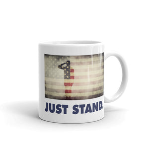 Coffee Mug | White | Just Stand Salute USA Flag | Sizes: 11 oz. and 15 oz.