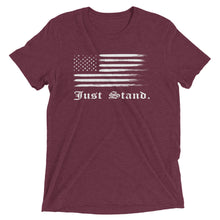 Load image into Gallery viewer, Unisex Short Sleeve Crew Neck T-Shirt | Maroon Heather | Contemporary Fit | Distress USA Flag | Sizes: XS - 3XL