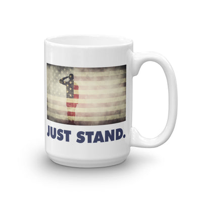 Coffee Mug | White | Just Stand Salute USA Flag | Sizes: 11 oz. and 15 oz.