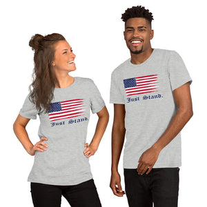 Unisex Short Sleeve Crew Neck T-Shirt | Athletic Heather | Contemporary Fit | Distress USA Flag | Sizes: S - 4XL