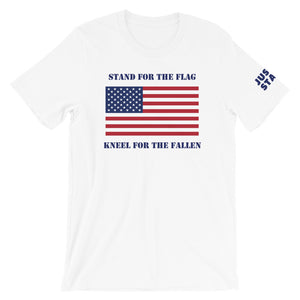 Unisex Short Sleeve Crew Neck T-Shirt | White | Contemporary Fit | JS USA Flag | Sizes: XS - 4XL