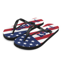 Load image into Gallery viewer, Flip-Flops | Red-White-Blue | Just Stand Flag | Sizes: Men&#39;s 6-11 and Women&#39;s 7-12