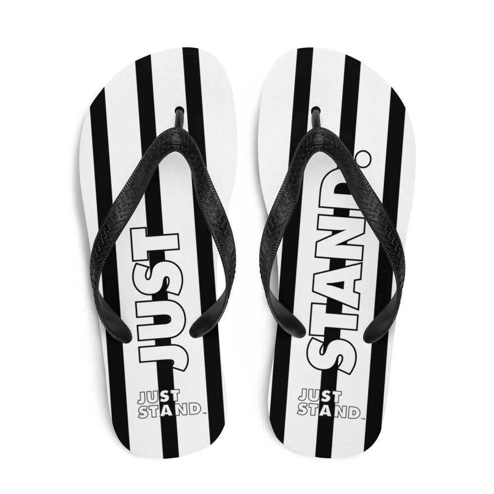 Flip-Flops | White-Black | Just Stand | Sizes: Men's 6-11 and Women's 7-12