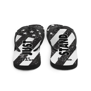 Flip-Flops | Black-Grey | Just Stand Distressed Flag | Sizes: Men's 6-11 and Women's 7-12