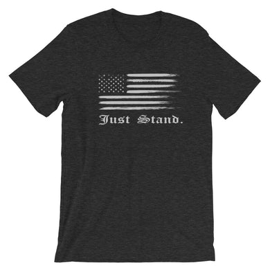 Unisex Short Sleeve Crew Neck T-Shirt | Dark Grey Heather | Contemporary Fit | Distress USA Flag | Sizes: XS - 4XL