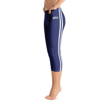 Load image into Gallery viewer, Women&#39;s Performance Capri Leggings | Navy-White | Regular Waist | Just Stand Flag | Sizes: XS - XL