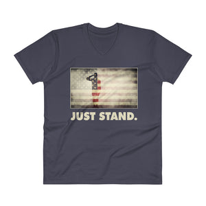 Men's Short Sleeve V-Neck T-Shirt | Navy | Semi-Fitted | Salute USA Flag | Sizes: S - 2XL