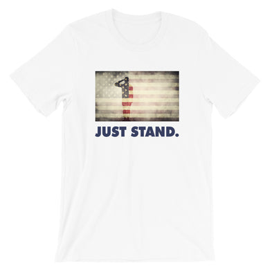 Unisex Short Sleeve Crew Neck T-Shirt | White | Contemporary Fit | Salute USA Flag | Sizes: XS - 4XL