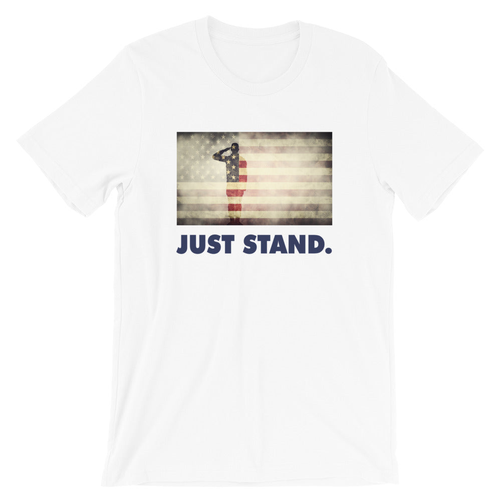 Unisex Short Sleeve Crew Neck T-Shirt | White | Contemporary Fit | Salute USA Flag | Sizes: XS - 4XL