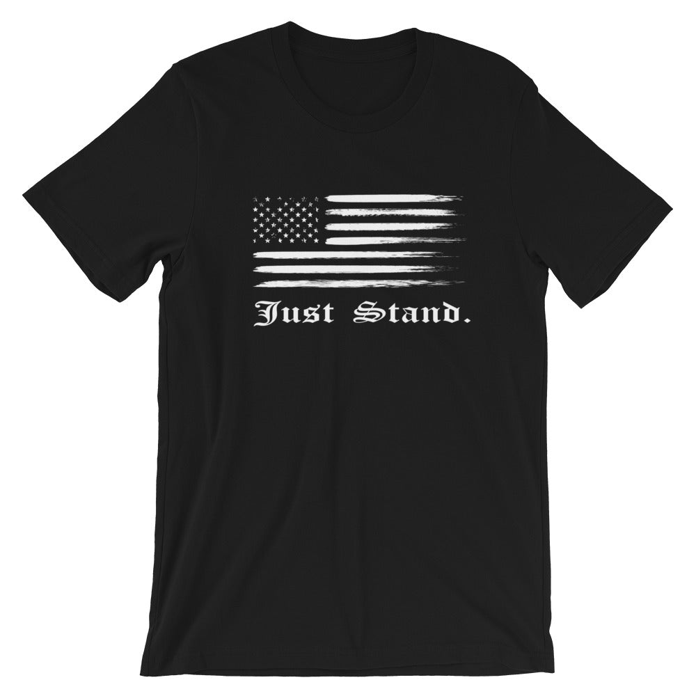 Unisex Short Sleeve Crew Neck T-Shirt | Black | Contemporary Fit | Distress USA Flag | Sizes: XS - 4XL