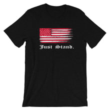 Load image into Gallery viewer, Unisex Short Sleeve Crew Neck T-Shirt | Black Heather | Contemporary Fit | Distress USA Flag | Sizes: XS - 4XL