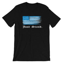 Load image into Gallery viewer, Unisex Short Sleeve Crew Neck T-Shirt | Black Heather | Contemporary Fit | Distress USA Flag | Sizes: XS - 4XL