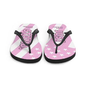 Flip-Flops | Pink-White | Just Stand Flag | Sizes: Men's 6-11 and Women's 7-12