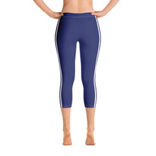 Load image into Gallery viewer, Women&#39;s Performance Capri Leggings | Navy-White | Regular Waist | Just Stand Flag | Sizes: XS - XL