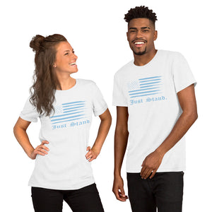 Unisex Short Sleeve Crew Neck T-Shirt | White | Contemporary Fit | Distress USA Flag | Sizes: XS - 4XL