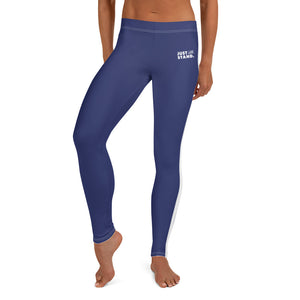 Women's Performance Leggings | Navy - Navy-White Stripes | Regular Waist | Just Stand Flag | Sizes: XS - XL