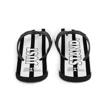 Load image into Gallery viewer, Flip-Flops | White-Black | Just Stand | Sizes: Men&#39;s 6-11 and Women&#39;s 7-12