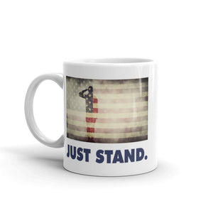 Coffee Mug | White | Just Stand Salute USA Flag | Sizes: 11 oz. and 15 oz.