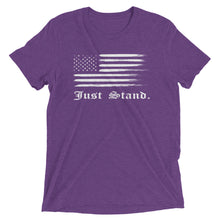 Load image into Gallery viewer, Unisex Short Sleeve Crew Neck T-Shirt | Purple | Contemporary Fit | Distress USA Flag | Sizes: XS - 3XL