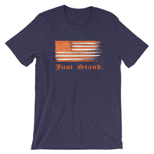 Load image into Gallery viewer, Unisex Short Sleeve Crew Neck T-Shirt | Heather Midnight Navy | Contemporary Fit | Distress USA Flag | Sizes: XS - 4XL