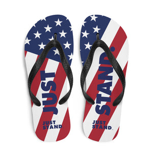 Red white store blue flip flops