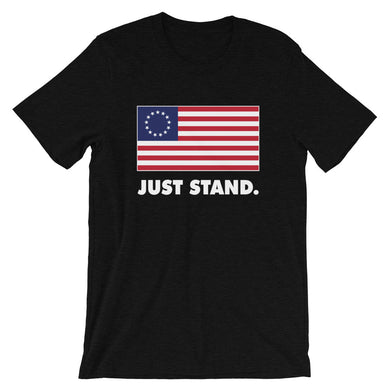 Unisex Short Sleeve Crew Neck T-Shirt | Black Heather | Contemporary Fit | Betsy Ross Flag | Sizes: XS - 4XL