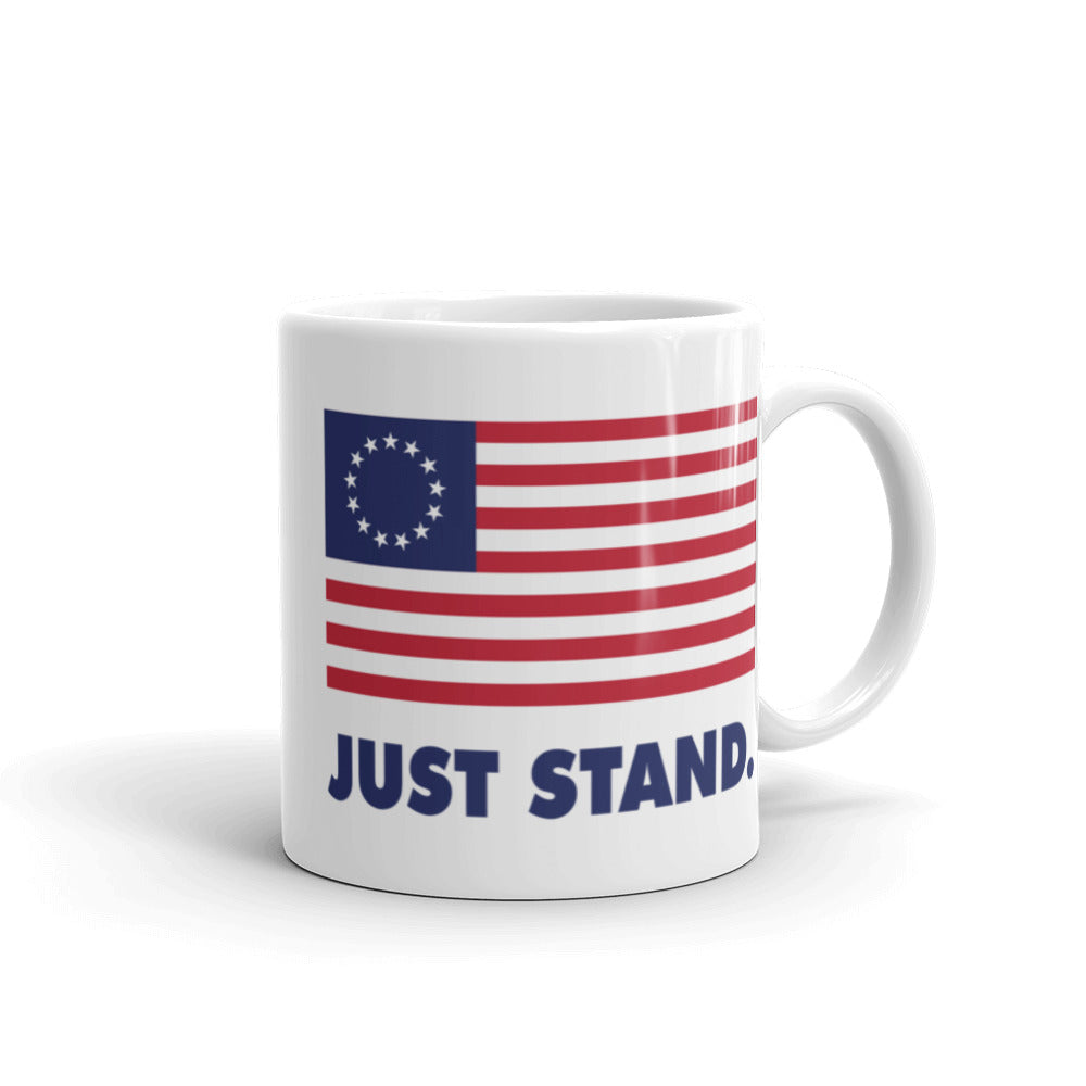 Coffee Mug | White | Just Stand Betsy Ross USA Flag | Sizes: 11 oz. and 15 oz.