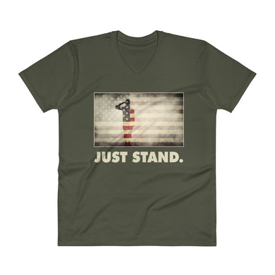 Men's Short Sleeve V-Neck T-Shirt | City Green | Semi-Fitted | Salute USA Flag | Sizes: S - 2XL