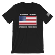 Load image into Gallery viewer, Unisex Short Sleeve Crew Neck T-Shirt | Black Heather | Contemporary Fit | JS USA Flag | Sizes: XS - 4XL