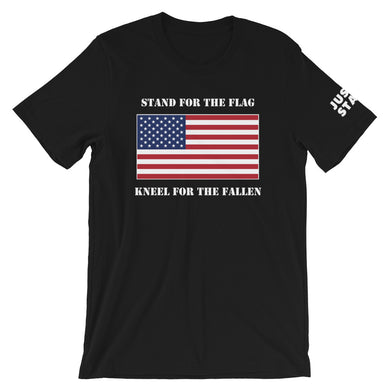 Unisex Short Sleeve Crew Neck T-Shirt | Black Heather | Contemporary Fit | JS USA Flag | Sizes: XS - 4XL