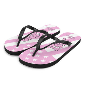 Flip-Flops | Pink-White | Just Stand Flag | Sizes: Men's 6-11 and Women's 7-12