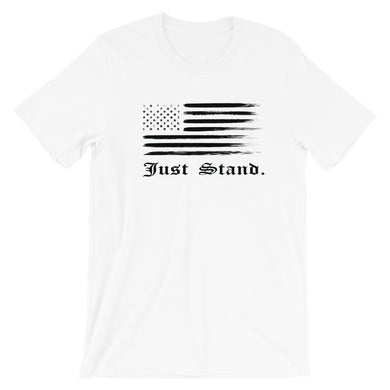 Unisex Short Sleeve Crew Neck T-Shirt | White | Contemporary Fit | Distress USA Flag | Sizes: XS - 4XL