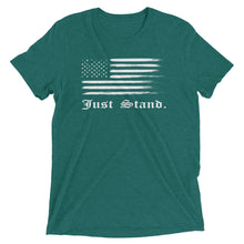 Load image into Gallery viewer, Unisex Short Sleeve Crew Neck T-Shirt | Heather Teal | Contemporary Fit | Distress USA Flag | Sizes: XS - 3XL